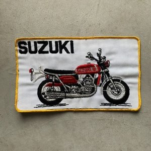 画像: 【12.6cm×21.2cm】デッドストック 70s「SUZUKI」刺繍ワッペン 白■ビンテージ アメリカ古着 雑貨 パッチ モーター系 バイク スズキ No.1