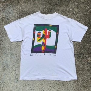 画像: 【L】80s USA製 Hanes「DALLAS」サボテン プリントTシャツ 白■ビンテージ オールド アメリカ古着 ヘインズ コットン シングルステッチ