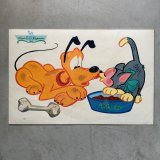 画像: 【29.2cm×44.2cm】Walt Disney フルート＆フィガロ ランチョンマット ビニールシート■ビンテージ アンティーク ディズニー 60s No.1