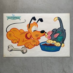 画像: 【29.2cm×44.2cm】Walt Disney フルート＆フィガロ ランチョンマット ビニールシート■ビンテージ アンティーク ディズニー 60s No.2