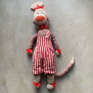 画像: 【54cm】ハンドメイド ソックモンキー ドール ぬいぐるみ■ビンテージ アンティーク 人形 猿 動物 オブジェ インテリア 60s/70s