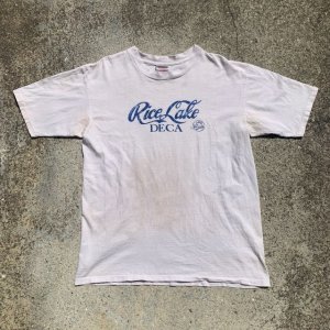 画像: 【XL】90s ONEITA「Rice Lake DECA」プリントTシャツ 白■ビンテージ オールド レトロ アメリカ古着 コットン オニータ シングルステッチ