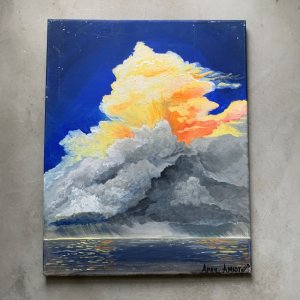 画像: 【51cm×40cm】SALE!! APRIL AMIOT ハンドペイント 風景画■アート 手描き 絵画 ウォールデコ キャンバス