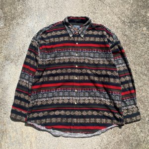 画像: 【XL】CHAPS コットン 長袖シャモアクロスシャツ 総柄■ビンテージ オールド アメリカ古着 ネルシャツ 90s ルフローレン ビッグサイズ ストア