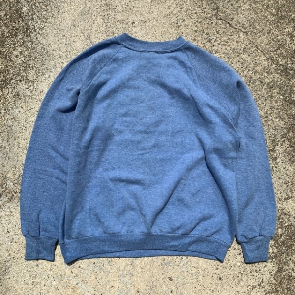 画像2: 【M/L】80s USA製 sportswear FEN810AM 発砲プリント スウェット 杢ブルー■ビンテージ アメリカ古着 ミリタリー 在日米軍向けラジオ局 (2)