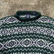 画像3: 【M/L】90s GAP ロールネック コットンニット セーター 緑 総柄■ビンテージ オールド アメリカ古着 90s オールドギャップ ビッグサイズ (3)