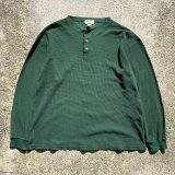 画像: 【XL/XXL】Eddie Bauer ヘンリーネック 肉厚 サーマルシャツ 緑■ビンテージ オールド アメリカ古着 90s エディーバウアー コットン