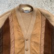 画像2: 【S/M】70s Parkton ウール×スエード カーディガン ブラウン×ベージュ■ビンテージ オールド レトロ アメリカ古着 ニット セーター  (2)