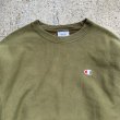 画像3: 【M/L】Champion リバースウィーブ スウェット オリーブ 緑系 無地■アメリカ古着 チャンピオン トレーナー 目付き ロゴ刺繍 (3)