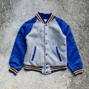 画像: 【Ladies or Kids】USA製 Pyramid フリーススタジャン ジャケット グレー×青■ビンテージ オールド アメリカ古着 70s レディース キッズ