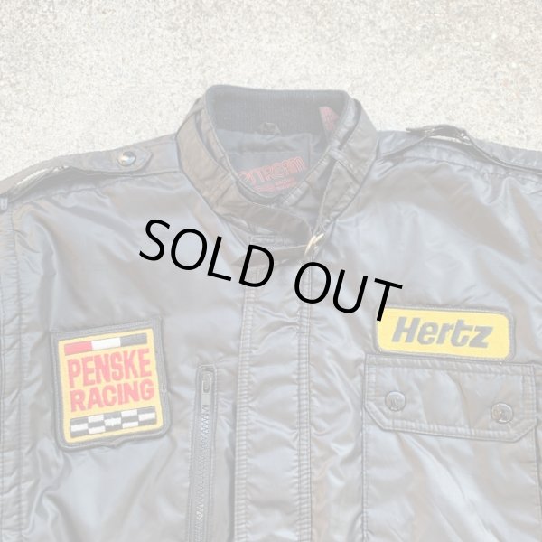 画像2: 【M/L】Hertz&Penske ワッペン付き ナイロン レーシングジャケット ブラック 黒■ビンテージ オールド アメリカ古着 80s/90s (2)