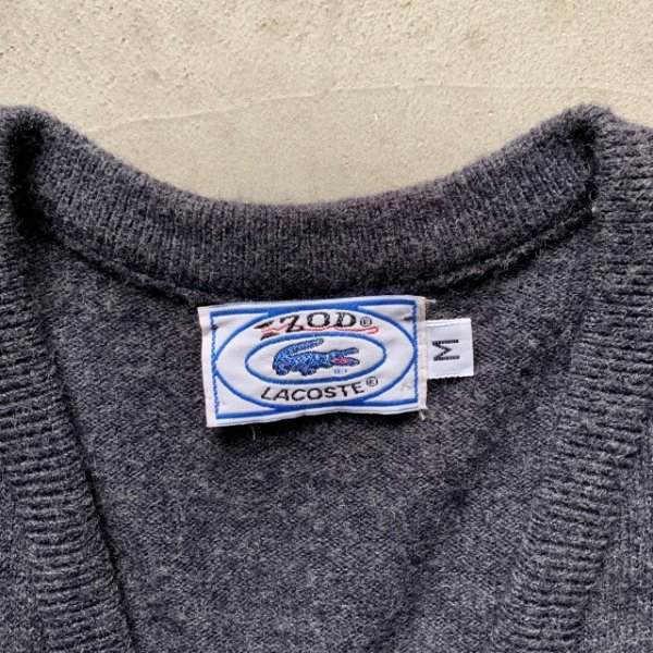 画像3: 【M】IZOD LACOSTE アクリル Vネックベスト グレー■ビンテージ オールド レトロ アメリカ古着 レディース 80s/90s ラコステ セーター (3)