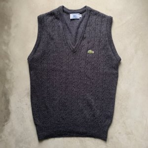 画像: 【M】IZOD LACOSTE アクリル Vネックベスト グレー■ビンテージ オールド レトロ アメリカ古着 レディース 80s/90s ラコステ セーター