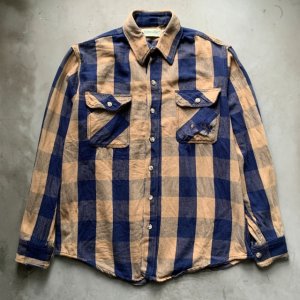 画像: 【M/L】USA製 ST JOHN'S BAY ダメージ コットン ヘビーネルシャツ ベージュ ブロックチェック■ビンテージ オールド アメリカ古着 80s/90s