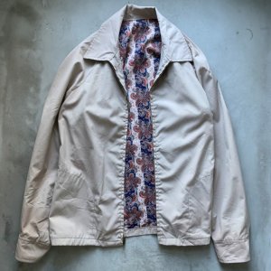 画像: 【L/XL】70s UNKNOWN スウィングトップジャケット ベージュ 無地■ビンテージ オールド レトロ アメリカ古着 花柄ライナー 総柄