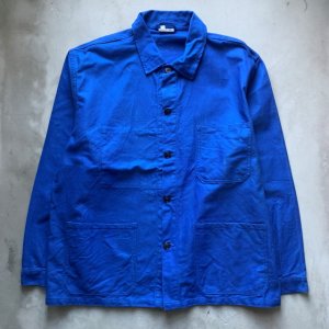 画像: 【L/XL】UNKNOWN ユーロワーク ジャケット カバーオール ブルー 青■ビンテージ オールド ヨーロッパ古着 コットン フレンチ ドイツ