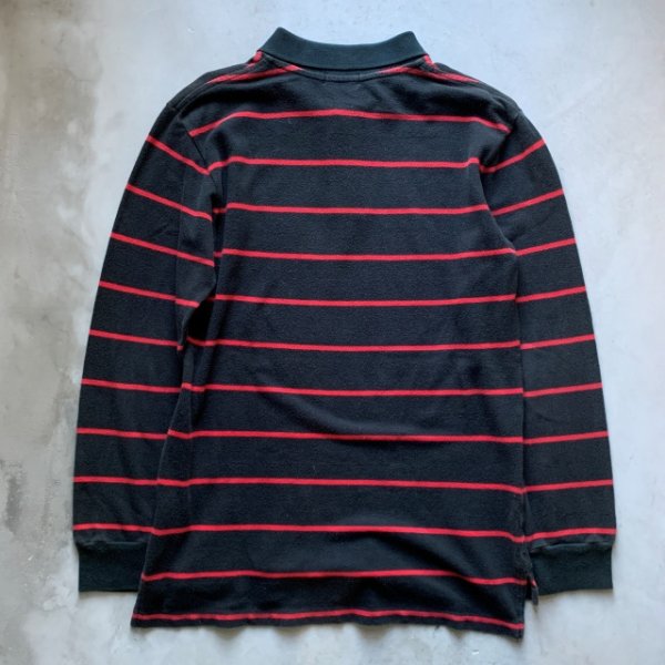 画像2: 【XS/S】SALE!! Polo Ralph Lauren 長袖ポロシャツ 黒赤ボーダー■ビンテージ オールド アメリカ古着 ポロラルフローレン ボーイズ 16/18 (2)