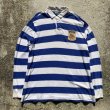 画像1: 【XXL】SALE!! Polo Ralph Lauren 長袖ポロシャツ 青白 太ボーダー■ビンテージ オールド アメリカ古着 ポロラルフローレン ラガーシャツ (1)