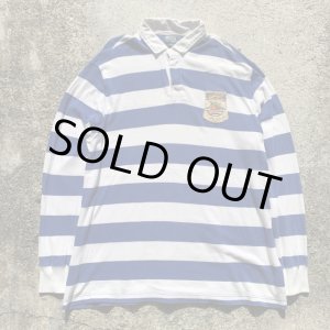 画像: 【XXL】SALE!! Polo Ralph Lauren 長袖ポロシャツ 青白 太ボーダー■ビンテージ オールド アメリカ古着 ポロラルフローレン ラガーシャツ