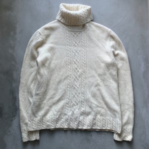 画像: 【Ladies or S】LAUREN ラルフローレン カシミア タートルネック セーター 生成り色 白■オールド アメリカ古着 ニット レディース