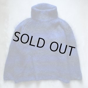 画像: 【Ladies or M】JONES NEW YORK タートルネック モヘアセーター 青黒ボーダー■ビンテージ オールド アメリカ古着 ニット レディース 90s