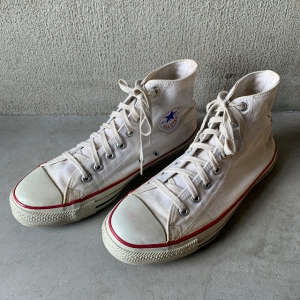 画像2: 【US8 1/2 27cm程度】USA製 90s CONVERSE オールスター ハイカット キャンバススニーカー 白■ビンテージ アメリカ製 古着 コンバース (2)