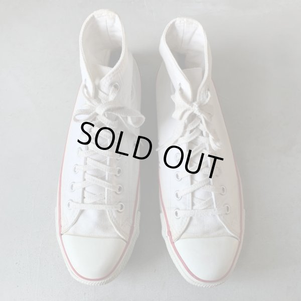 画像1: 【US8 1/2 27cm程度】USA製 90s CONVERSE オールスター ハイカット キャンバススニーカー 白■ビンテージ アメリカ製 古着 コンバース (1)