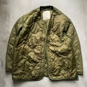 画像: 【M/L】80s 米軍実物 M-65 キルティングライナー ジャケット 緑■ビンテージ ミリタリー カーディガン アメリカ古着 No.1