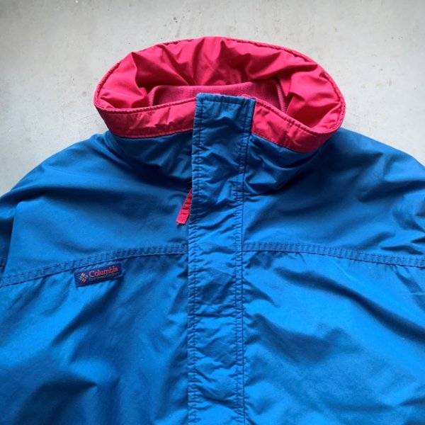 画像2: 【M/L】90s Columbia ナイロンジャケット 青緑■ビンテージ オールド レトロ アメリカ古着 コロンビア アウトドア ブルゾン (2)