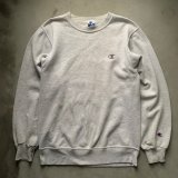 画像: 【S or Ladies】90s USA製 Champion スウェット ライトグレー■ビンテージ アメリカ古着 チャンピオン トレーナー ワンポイントロゴ刺繍