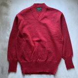 画像: 【M/L】50s H.L. Whiting Co. Vネック ウールセーター ニット えんじ 赤 無地■ビンテージ オールド アメリカ古着 レタード 長リブ