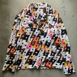 画像: 【Ladies or XS/S】80s GLAZIER 長袖シャツジャケット 白 総柄■ビンテージ オールド レトロ アメリカ古着 レディース サイケデリック