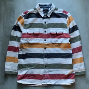 画像: 【L/XL】PENDLETON 長袖ヘビーネルシャツ 白 マルチボーダー■ビンテージ オールド アメリカ古着 ペンドルトン オールコットン