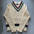 画像5: 【S/M】IZOD LACOSTE Vネック アクリルセーター チルデンニット 生成り色■ビンテージ オールド アメリカ古着 70s/80s ケーブル編み  (5)