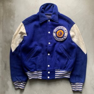 画像: 【M/L】LIONS INTERNATIONAL 襟付き ウールスタジャン ジャケット 茶色■ビンテージ オールド アメリカ古着 50s/60s ライオンズクラブ