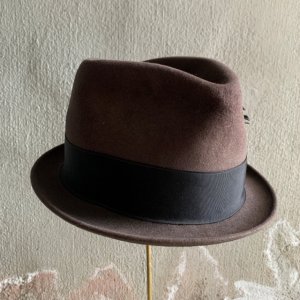 画像: 【58cm 7 1/4】SALE!! USA製 BEAVER HAT フェドラハット 茶系■ビンテージ オールド レトロ アメリカ古着 帽子 ビーバーハット アメリカ製