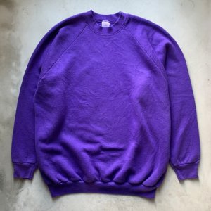 画像: 【XL】USA製 FRUIT OF THE LOOM ラグランスウェット パープル 紫無地■ビンテージ オールド アメリカ古着 80s/90s 綿ポリ トレーナー