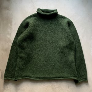 画像: 【M(S相当)】90s J.CREW ウール ロールネックセーター グリーン 緑無地■ビンテージ オールド アメリカ古着 ニット ジェイクルー 巨人タグ