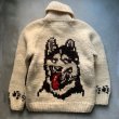 画像2: 【M】Canadian Sweater カウチンニット セーター ジャケット シベリアンハスキー 犬■ビンテージ オールド アメリカ古着 ハンドニット (2)