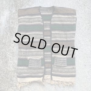 画像: 【S/M】ハンドメイド メキシカンラグ ベスト 総柄■ビンテージ オールド アメリカ古着 リメイク フリンジ バイカー MC 60s/70s