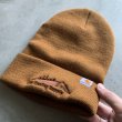 画像2: 【Free】carhartt 刺繍入り アクリル ニット帽 ワッチキャップ ブラウン 茶色■アメリカ古着 帽子 ビーニー カーハート ユニセックス (2)