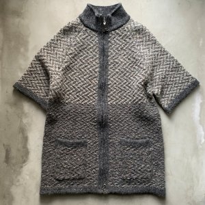 画像: 【Ladies M】SALE!! アイルランド製 INIS CRAFTS ダブルジップ 半袖ニット ウールセーター グレー■ビンテージ アメリカ古着 レディース