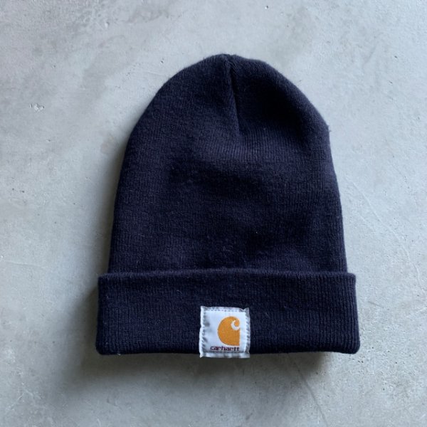 画像1: 【Free】carhartt アクリル ニット帽 ワッチキャップ ブラック 黒■アメリカ古着 帽子 ビーニー カーハート ユニセックス (1)