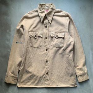 画像: 【M】70s Levi's 長袖シャツジャケット ライトベージュ 無地■ビンテージ アメリカ古着 70s/80s リーバイス アメリカ製 USA製