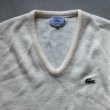 画像3: 【S/M】70s-80s IZOD LACOSTE Vネック アクリルニット セーター 白■ビンテージ オールド アメリカ古着 USA製 ラコステ ワンポイント  (3)