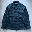 画像1: 【S/M】60s-70s USA製 PENDLETON オープンカラー 長袖ウールシャツ ブラックウォッチ■ビンテージ アメリカ古着 ペンドルトン ボートシャツ (1)