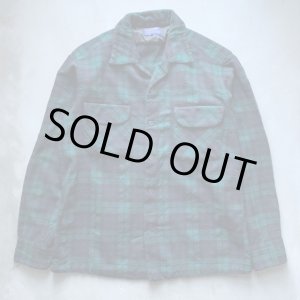 画像: 【S/M】60s-70s USA製 PENDLETON オープンカラー 長袖ウールシャツ ブラックウォッチ■ビンテージ アメリカ古着 ペンドルトン ボートシャツ