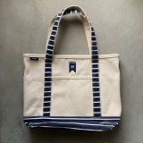 画像: 【34cm×42cm】LANDS'END キャンバス トートバッグ 白×紺ボーダー■ビンテージ オールド アメリカ古着 ランズエンド 帆布 手提げ鞄