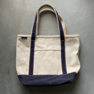 画像: 【34cm×45cm】LANDS'END キャンバス トートバッグ 白×紺■ビンテージ オールド アメリカ古着 ランズエンド 帆布 手提げ鞄