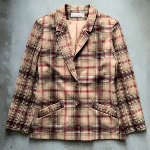 画像: 【Ladies or XS】SALE!! USA製 ペンドルトン ウール テーラードジャケット ベージュ チェック柄■ビンテージ アメリカ古着 ブレザー